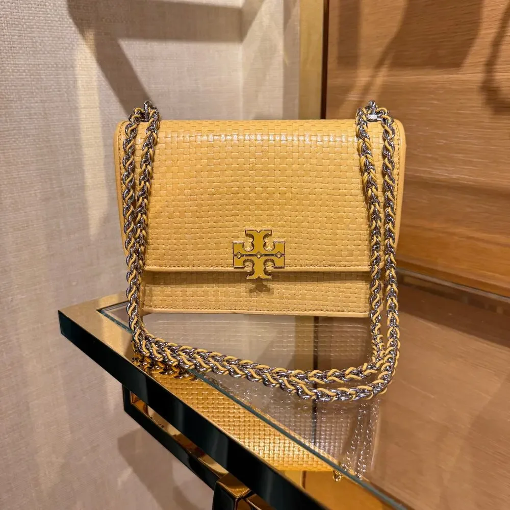 NEW‼️Tory Burch Britten Woven Small Shoulder Bag 180210 $670 Dark Sun